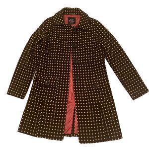 Mini Boden Pea Coat Wool Blend Brown with Polka Dots - Girls 13-14